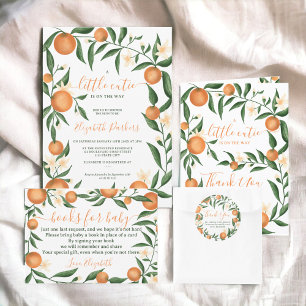 Botanische citrusvruchten oranje baby shower met k bedankkaart