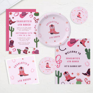 Roze Cowgirl Rodeo Western Verjaardagsfeest Ronde Sticker