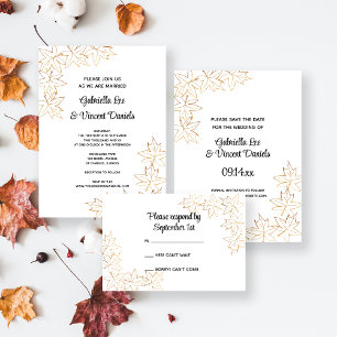 Maple Leaf Edge Fall Wedding Invitation Kaart