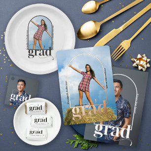 Modern minimalistisch zwart boog vet Afstuderen Ronde Sticker