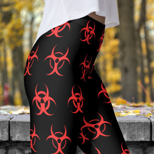 Vet Rood en Zwart Biohazard Patroon Leggings