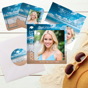 Sandy Beach Waves Afstuderen 2 foto Afstuderen Aankondiging