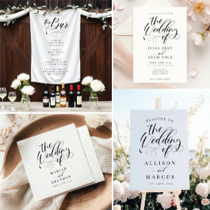 Elegant Calligraphy Classic Wedding Invitation Kaart