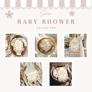 Romantisch Floral Swan Baby shower Ronde Sticker