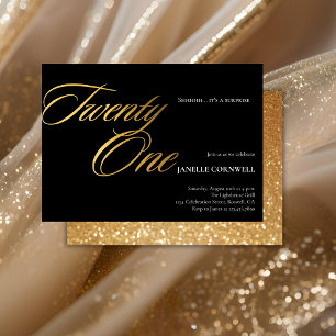 Minimalistisch Manuscript Zwart en Goud 21st Dag Cadeaupapier