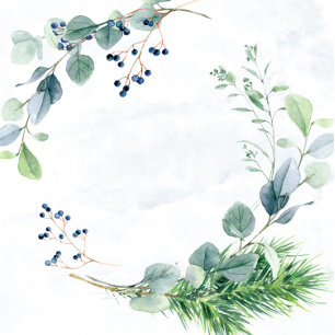 Stusty Blue Eucalyptus Couples Shower Invitations