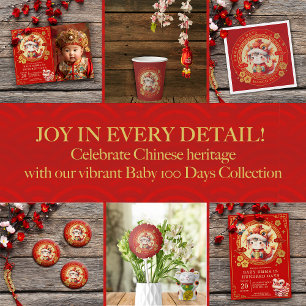Chinese Traditionele Baby 100 Dagen 百日 Uitnodiging Servet