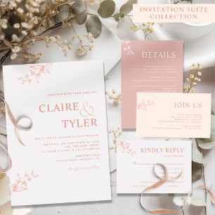 Elegante moderne minimale blush roze, perzik bruil kaart