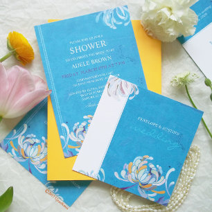 Colorful Mum Turquoise Floral Wedding Kaart