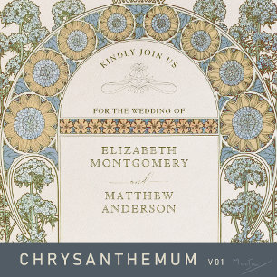 Poppy Wedding Invitations Art Nouveau door Mucha Kaart