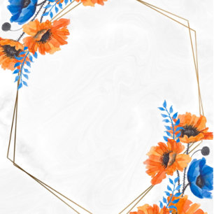 Blauwe en Oranje papaverbruiloft Kaart