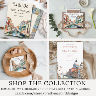 Venetië Italië Waterverf skyline romantische bruil Servet