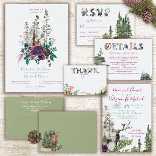 Uitnodigingen tot Waterverf Forest Wedding