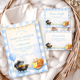 Blauw geruit Baby Q Baby Shower Servet