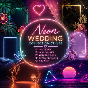 Tropisch Neon Botanisch Trouwparadijs Bedankkaart