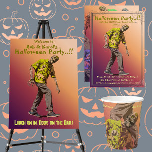 Zombie Halloween Party Papieren Borden Bordje