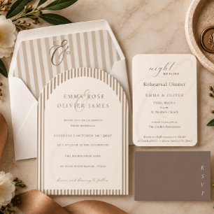 Minimalistische Boho Cocoa Bruine Strepen Ivoren T Kaart