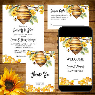 Ouders aan bijen lente baby shower luier loterij informatiekaartje