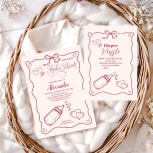 Doodle Hand Getrokken Boog Baby shower Boeken voor Informatiekaartje