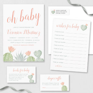 Cactus wil Baby-kaart, woestijn-Baby shower Informatiekaartje