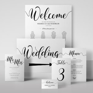 Mr & Mrs Wedding Invitation Black & White Kaart