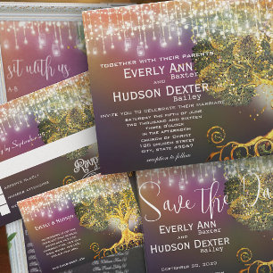 Groene en Herfst kleur Ginkgo Leaves Wedding Kaart