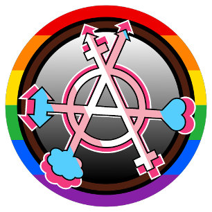 Geslachtsanarchisme symbool, embleem op donkere sc sticker