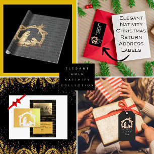 Christelijk Goud Geboorte Kerst Briefkaart