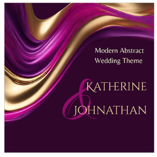 Moderne bruiloft-Paarse Fuchsia en Gold- Kaart