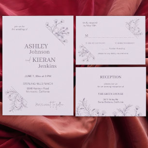 Elegante Bloemen Lavendel Wedding Menu