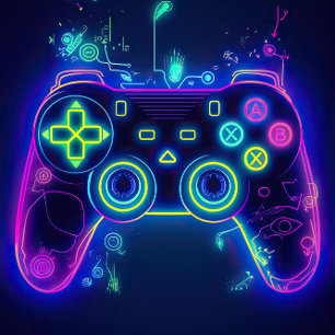 Neon Gamer Arcade Video Game Level op zaterdag Kaart