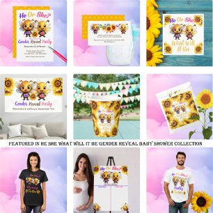 Gender Reveal Party Hij of Zij Baby Bee Shower Bedankkaart