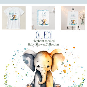 Eenvoudige Baby Olifant met Mama's Naam Baby showe Ronde Sticker
