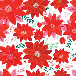 Grote Poinsettia Patroon Kerstmis Cadeaupapier