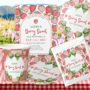 Berry Zoete 2de Verjaardag Aardbei Feestje  Servet