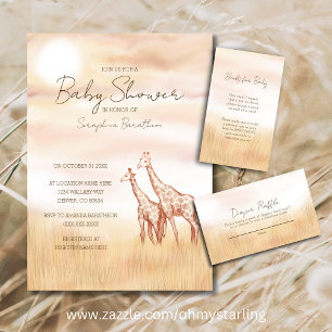 Safari Giraffe Baby shower nodigt genderneutraal u Kaart