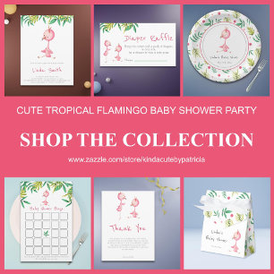 Cute Tropical Pink Flamingo Baby shower Kaart