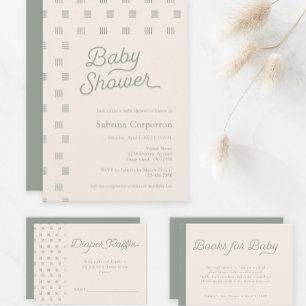 Baby Shower   Minimale uitnodiging voor Sage Boho