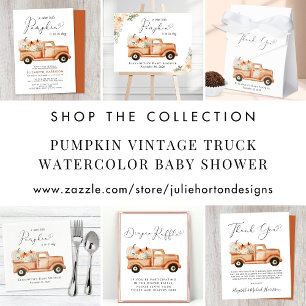 Pompoen Floral  Truck Virtual Baby shower Kaart