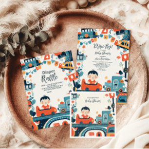 Leuke kleurrijke auto's Boy Baby shower Papieren Bordje