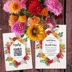 Autumn Dahlia Floral Herfst Vrijgezellenfeest Kaart