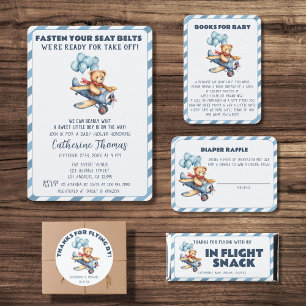 Teddy Bear Vliegtuig Ballonnen Jongen Baby shower Ronde Sticker