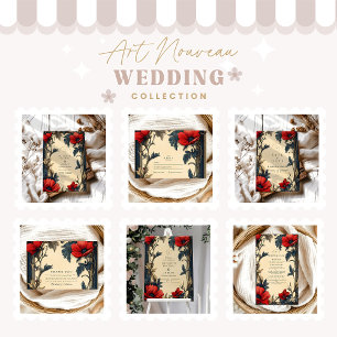 Decoratieve bloemen bruiloft Art Nouveau Informatiekaartje