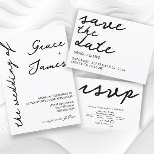 Niets Fancy, maar liefdesminimalistisch huwelijk Uitnodigingen Wikkel
