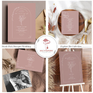  Floral Rustic Pink Wedding QR Code All In One Uitnodiging