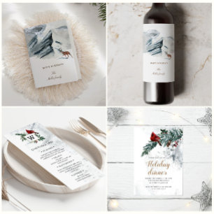 Snowy Mountains Elegant Holiday Opvouwbaar Kaart