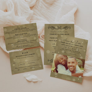 Elegant Champagne Gold Black Weddeninformatie Informatiekaartje