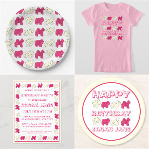 Roze rackers Koekjes Circus Birthday Party Kaart