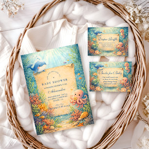 Sprookjesachtige Oceaanvrienden Baby Shower Kaart