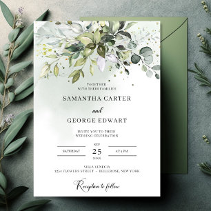Trendy boho greenery foliage eucalyptusbladeren save the date